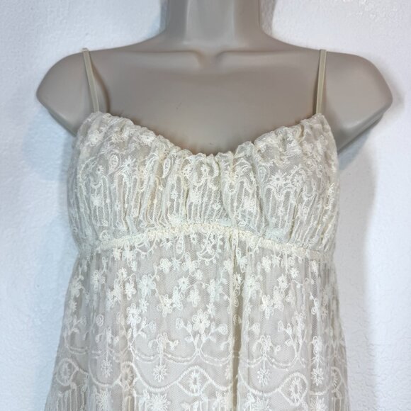Zara Maxi Dress Lace Embroidery Cottagecore Croquette Prairie Ivory Medium - Picture 5 of 13